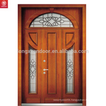 Red walnut veneer laminated wood door double main door carving designs
